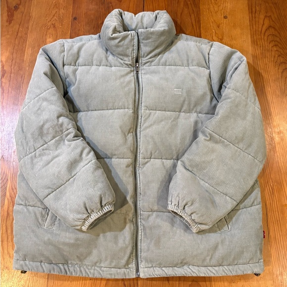 Levi's Green Corduroy Long Sleeve Full Zip Quilted Puffer Jacket Womens Size Xxl - Picture 1 of 10